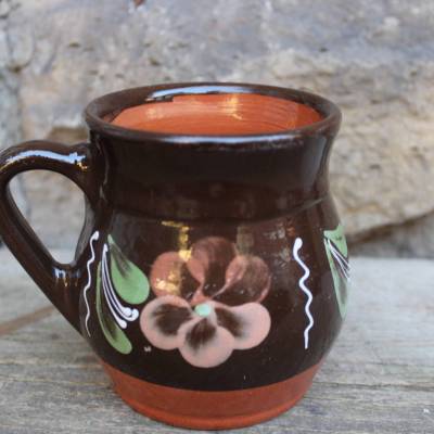 großer Kaffeebecher 400 ml Kaffeepott Tasse Majolika Keramik Vintage 60er 70er Jahre