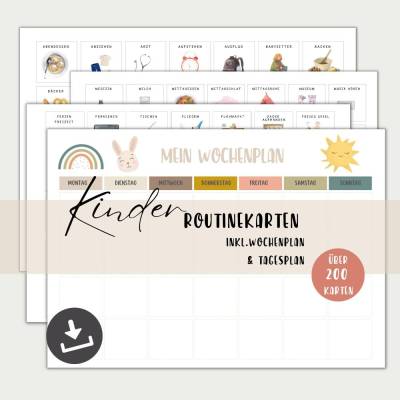 Routinekarten Kinder digital, Wochenplan Tagesplan Kinder Montessori A4 + A3  , PDF sofort Download
