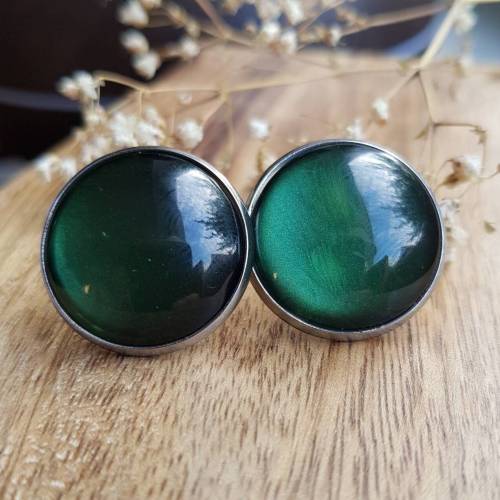 grüne Ohrstecker Edelstahl smaragdgrün 20mm dunkelgrün groß Moosgrün Maigrün Emerald