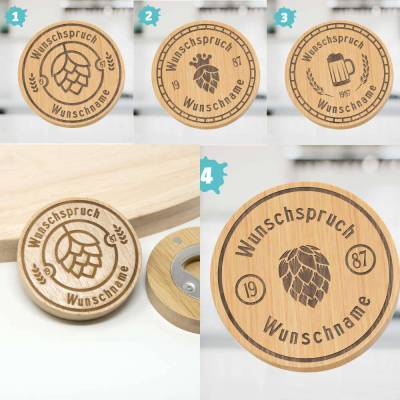 Runder Magnet Flaschenöffner für Kühlschrank | Personalisiert | Lasergravur