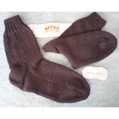 Handgestrickte Socken Herren Größe 40/41 dunkelbraun – Weiche Herrensocken aus Schurwolle