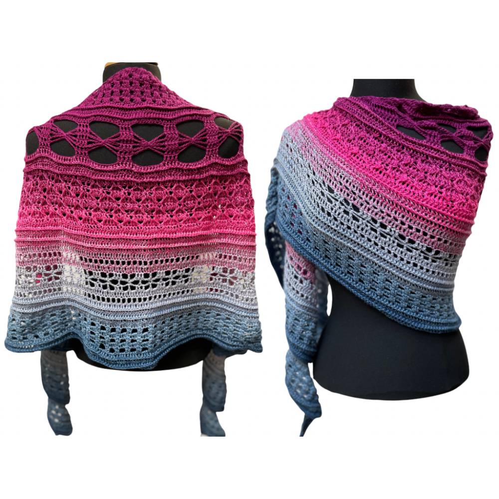 Häkelanleitung Tuchstola Evas Jahr 2021 – Romantische Mustermix-Stola häkeln Bild 2