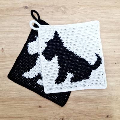 Häkelanleitung Topflappen Topfuntersetzer "Westhighland Terrier"
