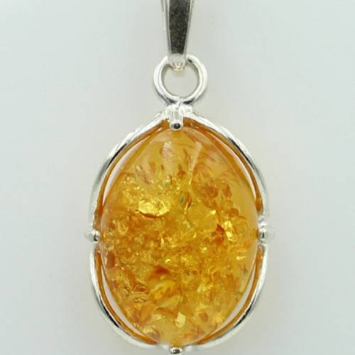 goldbrauner Bernstein Anhänger 925 Silber Collier Kette Bernsteinanhänger Top