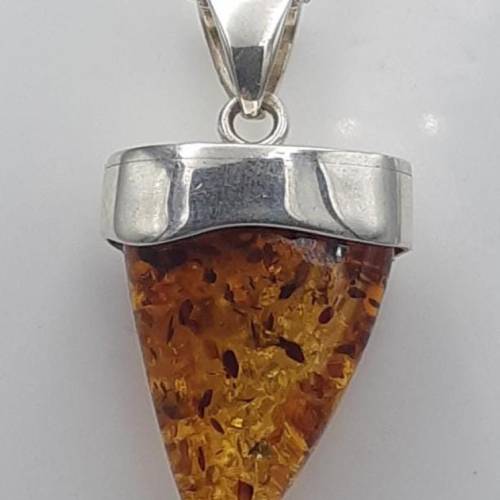 Zahnanhänger Bernstein 925 Silber Bernsteinzahn Collier Kette Unikat