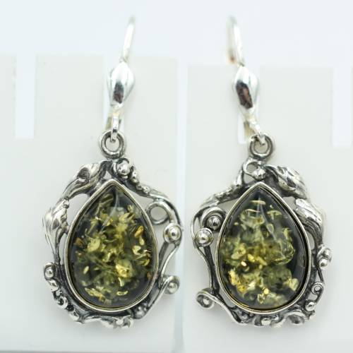 romantische Bernstein Ohrhänger 925 Silber Bernsteinohrhänger Ohrschmuck Edel