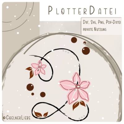 Plottdesign Geburtstagsblume Zahl 2 – Florale Plotterdatei für kreative Geburtstagsdeko