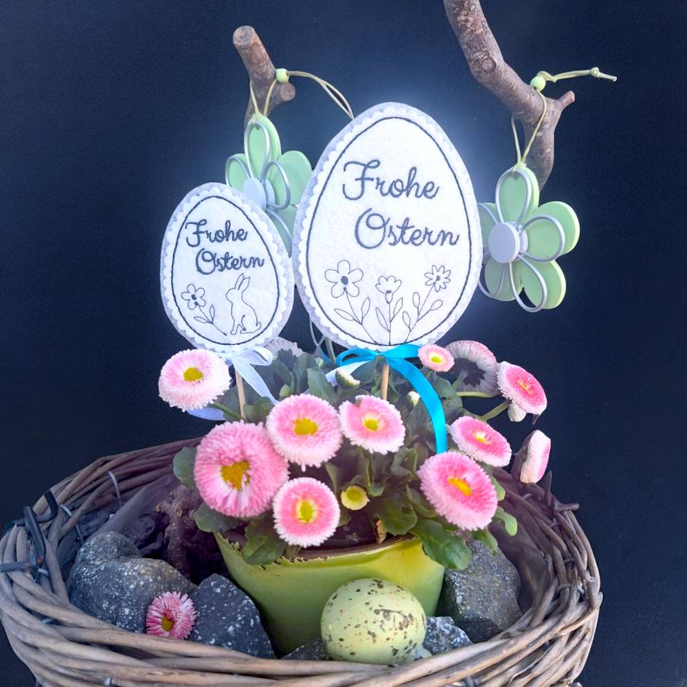 Stickdateien Set ITH Oster Blumenstecker – Frühlingshafte Deko ab 10x10 Rahmen Bild 7