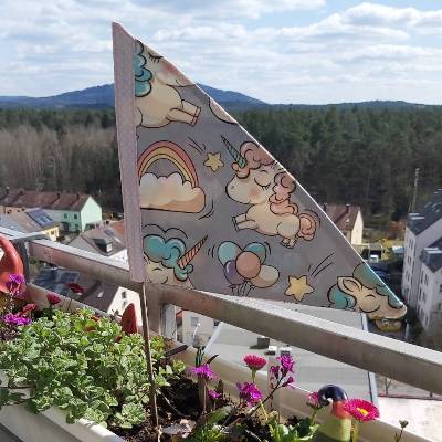 Einhornwimpel fürs Fahrrad, rosa Einhorn, türkis Fahrradwimpel, Fähnchen für Dreirad, Kinderwagen Fahne Einhörner