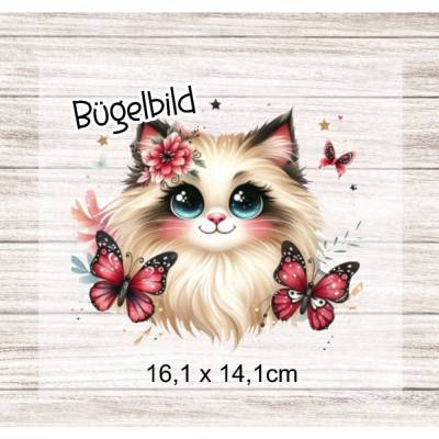Bügelbild Katze Kinder Textilaufbügler DIY für Textilien 