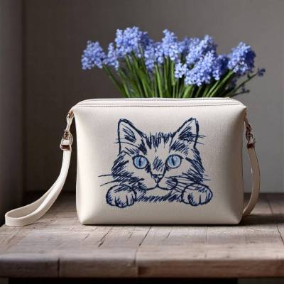 Stickdatei Set Katze Scribble Stil ab 10x10 cm – Für Taschen, Kleidung & Accessoires