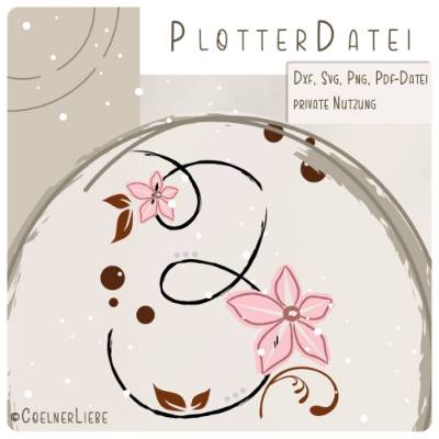 Plottdesign Geburtstagsblume Zahl 3 – Florale Plotterdatei für kreative Geburtstagsdeko
