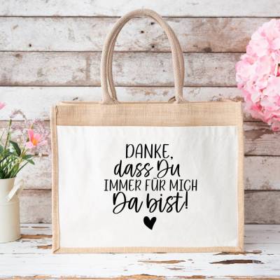 Jutetasche Geschenk für Mama – Danke sagen zum Muttertag mit Herz