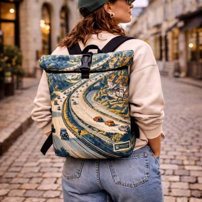 Urbaner Rolltop Rucksack "Autobahn" für Damen & Herren | Wasserdicht, Leicht & Robust