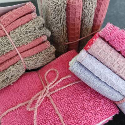 Spültuch Spüllappen aus Waffel Piqué und Frottee waschbar, wieder verwertbar in pink, beige und rose