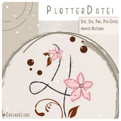 Plottdesign Geburtstagsblume Zahl 4 – Florale Plotterdatei für Geburtstage & DIY