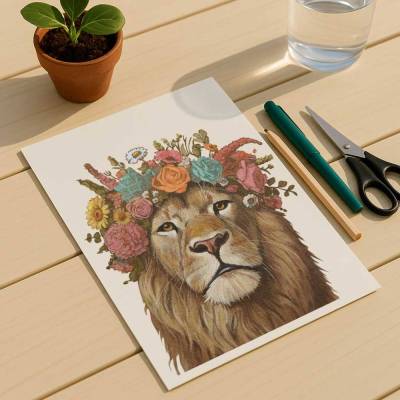 Clipart mit Spruch, Blumenkind Löwe, sofortiger Download