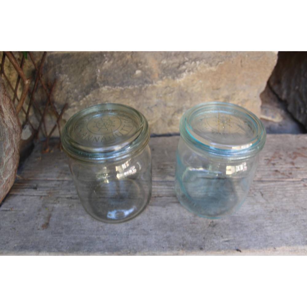 1 von 2 altes 1 l Einmachglas Konservenglas Vorratsglas Bindeglas 50er 60er Jahre DDR