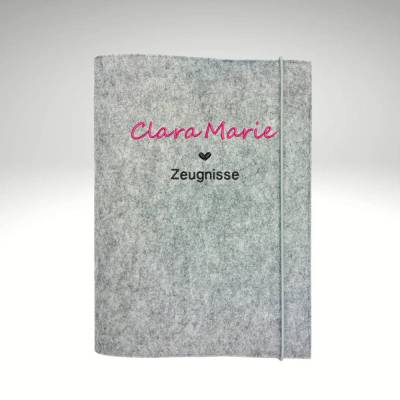 personalisierte Zeugnismappe Herz Dokumentenmappe Filz Sichtbuch