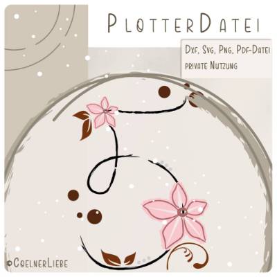 Plottdesign Geburtstagsblume Zahl 5 – Florale Plotterdatei für kreative Geburtstagsdeko
