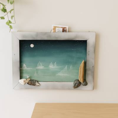 Maritime Deko handgemalt – Strandbild Acryl im Vintage Holz Bilderrahmen, Geschenkidee Lieblingsmensch