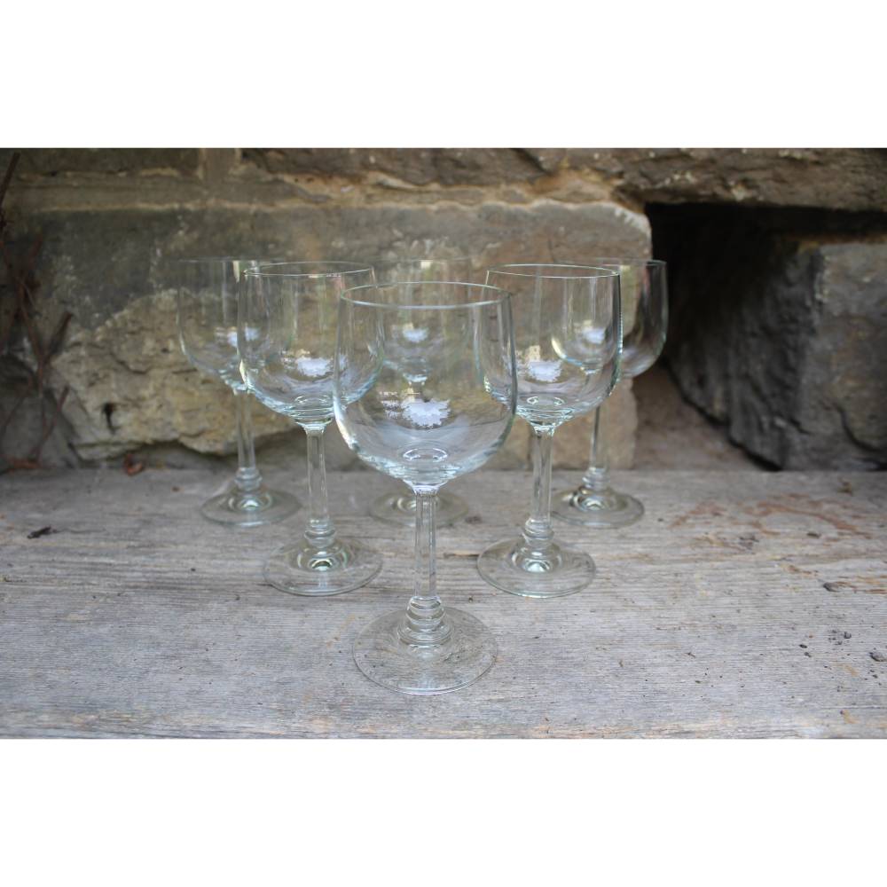 6er Set Weingläser Weißweingläser mit facettiertem Stiel Vintage 60er 70er Jahre