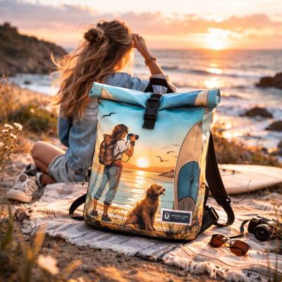 Rolltop Rucksack Damen & Herren – Wasserdicht, Handgemacht in Deutschland, Laptoprucksack 15 Zoll