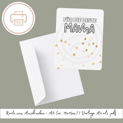 Muttertagskarte zum Ausdrucken und ausmalen, druckbares Last Minute Geschenk Druckvorlage Geschenk zum Muttertag