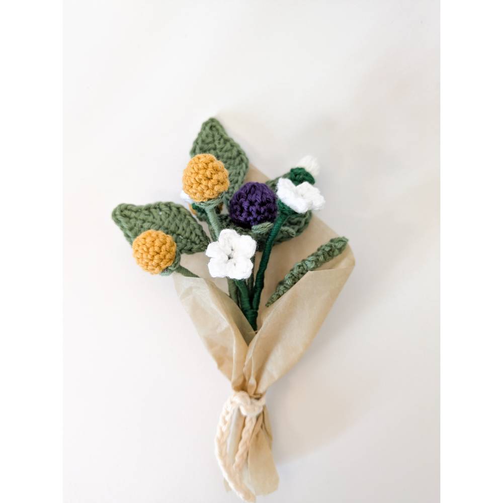 gehäkelter Mini Blumenstrauß | Freundin Geschenkidee Kollegen | Muttertagsgeschenk | Häkeldeko Bild 4
