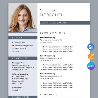 Bewerbungsvorlagen deutsch Pages Lebenslauf Vorlage Word schlicht tabellarisch Canva Anschreiben Deckblatt Bewerbung