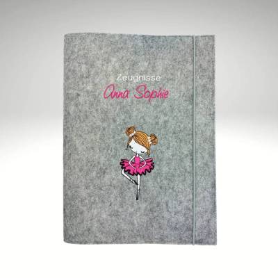 Zeugnismappe Ballerina personalisierte Dokumentenmappe Filz Sichtbuch