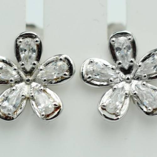 Ohrstecker Flower 10 Zirkonia Silber 925 Blumenohrstecker funkelnde Zirkonia