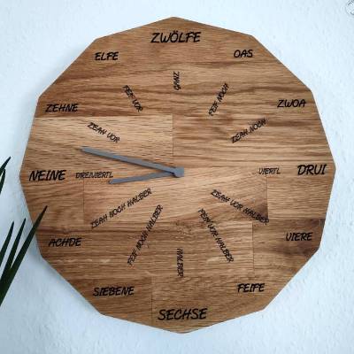 schwäbische Wanduhr aus Eichenholz, 30 cm	Durchmesser