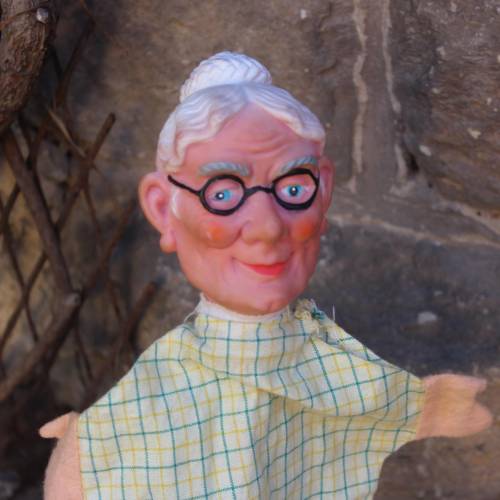 Großmutter Handpuppe Kunststoff Vintage 60er 70er Jahre