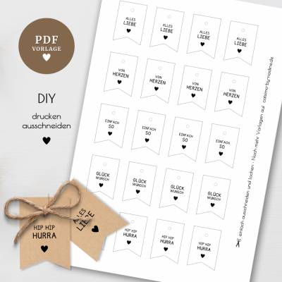 Druckvorlage Geschenkanhänger „Kleine Sprüche“ – PDF A4