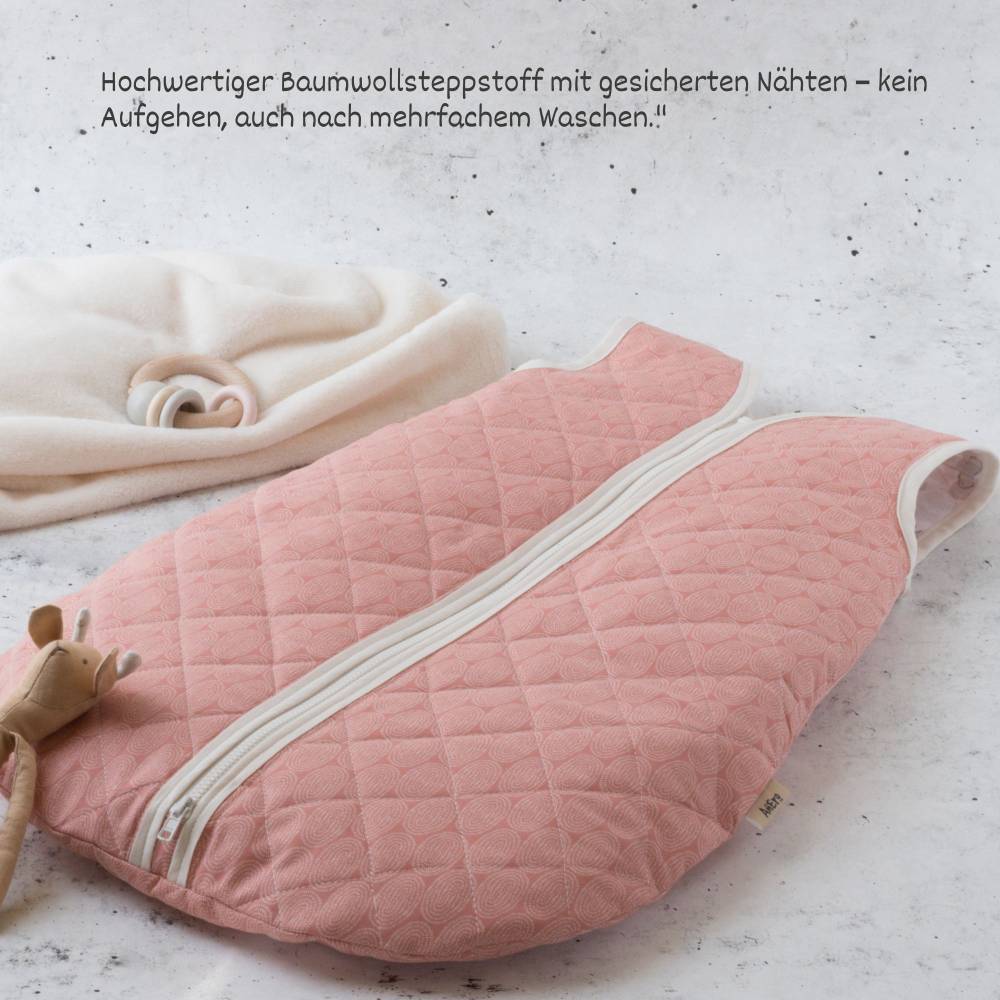 Babyschlafsack Baumwolle, Schlafsack fr Kinder, Ganzjahres Schlafsack,  Baumwollschlafsack gesteppt apricot