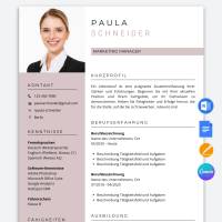 Modern Lebenslauf vorlagen,  Kreativ Bewerbungsvorlagen,  Deckblatt, Anschreiben - MS Word, Google Docs, Canva, Pages