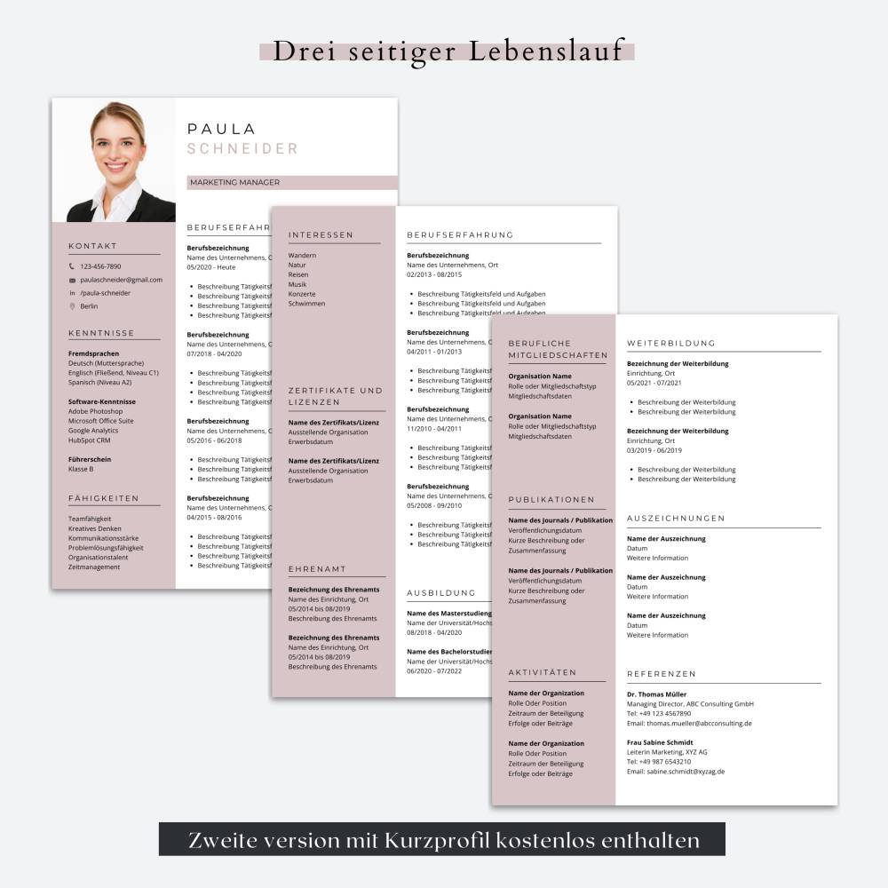 Modern Lebenslauf vorlagen,  Kreativ Bewerbungsvorlagen,  Deckblatt, Anschreiben - MS Word, Google Docs, Canva, Pages Bild 4