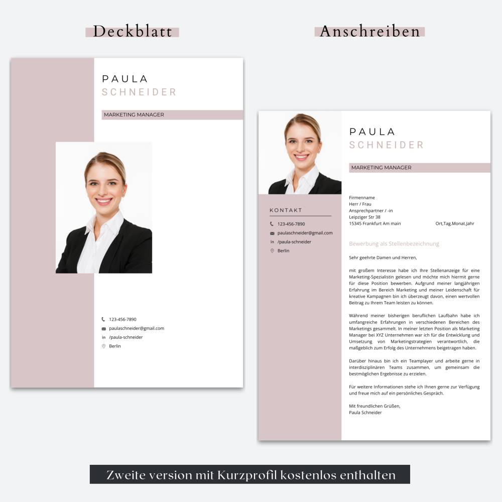 Modern Lebenslauf vorlagen,  Kreativ Bewerbungsvorlagen,  Deckblatt, Anschreiben - MS Word, Google Docs, Canva, Pages Bild 5