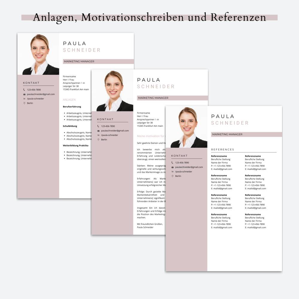 Modern Lebenslauf vorlagen,  Kreativ Bewerbungsvorlagen,  Deckblatt, Anschreiben - MS Word, Google Docs, Canva, Pages Bild 6