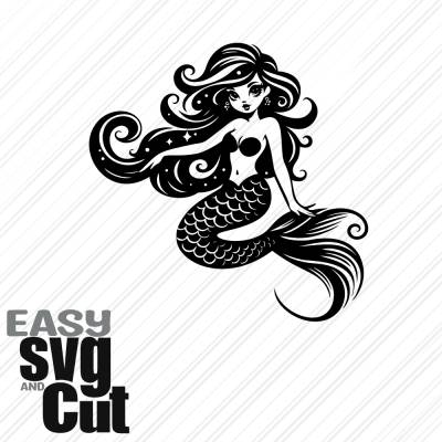 Meerjungfrau No. 6 SVG Vektorgrafik Plotter und Laserdatei Basteln DIY