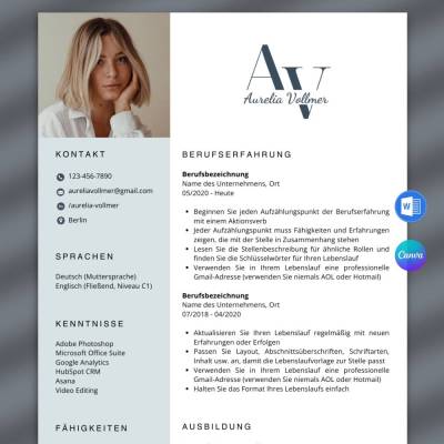 Lebenslauf Vorlagen Modern Design, Monogram Bewerbungsvorlagen - Word, Canva