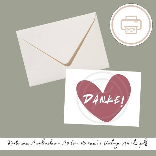 Dankeskarte zum Ausdrucken, druckbares Last Minute Geschenk | Druckvorlage, Printables Geschenk Danksagung