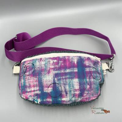 Bauchtasche aus Cord und bedrucktem Leinen – Unikat mit Innenfach