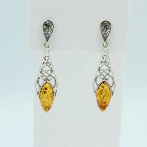 Bernstein Ohrhänger 925 Silber Filigran Bernsteinschmuck Top Edel