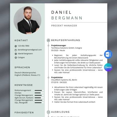 Bewerbung Word Vorlage, Bewerbung Lebenslauf Canva, Tabellarischer Lebenslauf