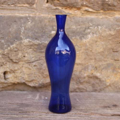 Solifleurvase Blau mundgeblasen Lauscha 70er Jahre Vintage DDR