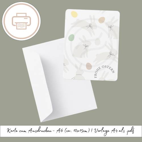 Osterkarte zum Ausdrucken, druckbares Last Minute Geschenk | Druckvorlage, Printables Geschenk zu Ostern