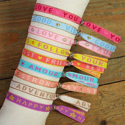 Armband, Festival, Ibiza, Freundschaftsarmband, Hippie Boho, Stoffarmband, Textarmband, Neon, Geschenk, JGA, Mitbringsel