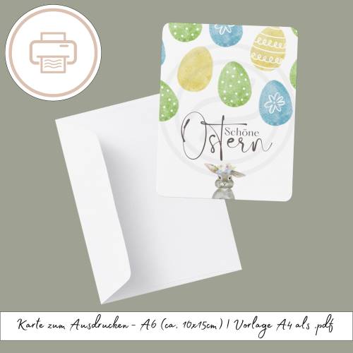Osterkarte zum Ausdrucken, druckbares Last Minute Geschenk | Druckvorlage, Printables Geschenk zu Ostern